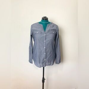 Loft Women’s Long Sleeve Button Down Blouse Blue Small Lightweight Breezy Top